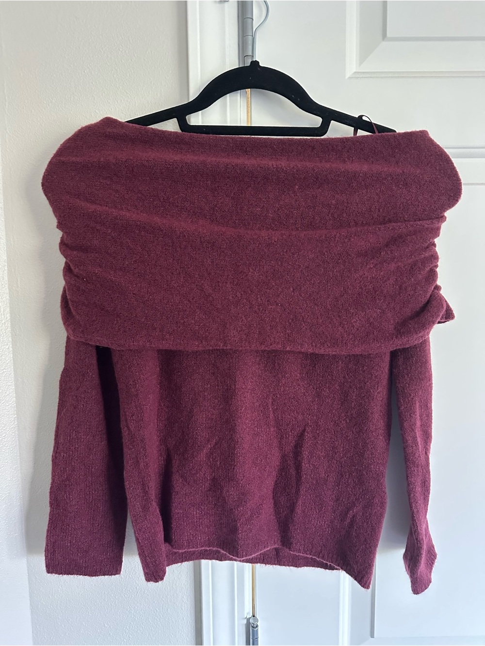 Abercrombie & Fitch Off-the-Shoulder Wine Sweater